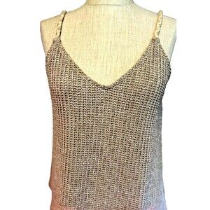 Wanderlux Brown Cable Knit Tank Top with Braided Straps Size Small
